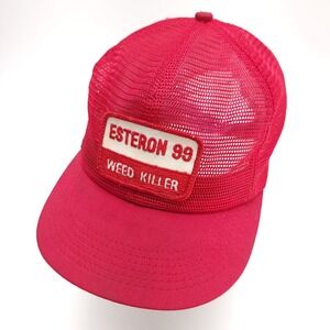 Vtg Esteron‎ 99 Weed Killer Trucker Hat Cap Patch Snapback Mesh Red K Brand USA